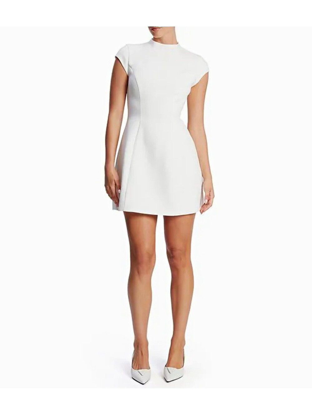 Bardot White Mini Dress Size L US 8 Cap Sleeve Graduation Bridal A Line